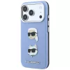 Karl Lagerfeld KF003247 Saffiano su Karl & Choupette Heads Pins & Logo telefono dėklas iPhone 18 Pro / 17 Pro, šviesiai mėlynos spalvos