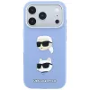 Karl Lagerfeld KF003247 Saffiano su Karl & Choupette Heads Pins & Logo telefono dėklas iPhone 18 Pro / 17 Pro, šviesiai mėlynos spalvos