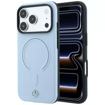 Mercedes Mer008840 Leather 3D MagSafe telefono dėklas iPhone 18 Pro / 17 Pro, mėlynos spalvos