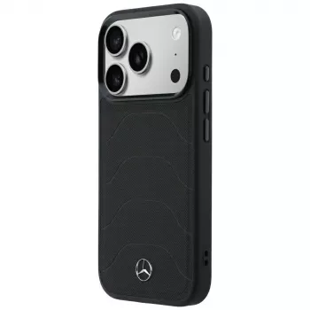 Mercedes Mer008872 Leather Mesh with Bow Line MagSafe telefono dėklas iPhone 18 Pro Max / 17 Pro Max, juodos spalvos