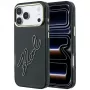 Karl Lagerfeld KF003382 IML Big Signature Resin Metal Frame dėklas telefonui iPhone 18 Pro Max / 17 Pro Max, juodas