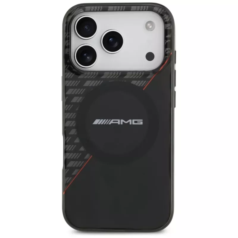 Mercedes AMG00122 AMG IML Double Layer Rhombs MagSafe dėklas telefonui iPhone 18 Pro / 17 Pro, juodai raudonas