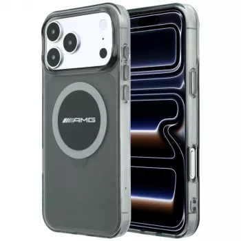 Mercedes AMG00120 AMG IML Transparent Bicolor Block MagSafe dėklas telefonui iPhone 18 Pro Max / 17 Pro Max, juodas/pilkas