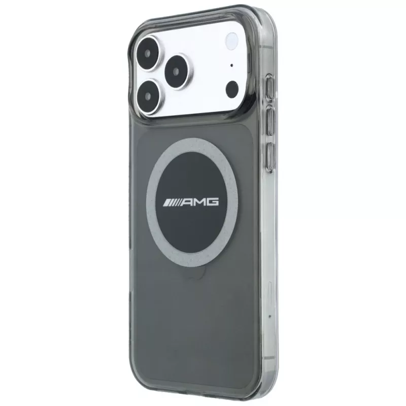 Mercedes AMG00120 AMG IML Transparent Bicolor Block MagSafe dėklas telefonui iPhone 18 Pro Max / 17 Pro Max, juodas/pilkas