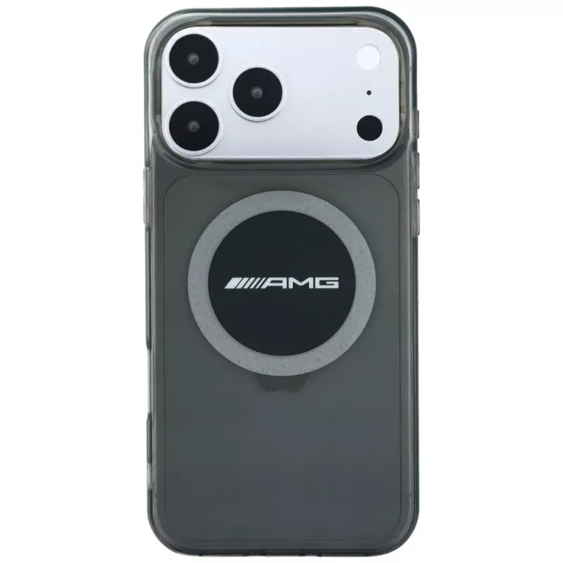 Mercedes AMG00120 AMG IML Transparent Bicolor Block MagSafe dėklas telefonui iPhone 18 Pro Max / 17 Pro Max, juodas/pilkas
