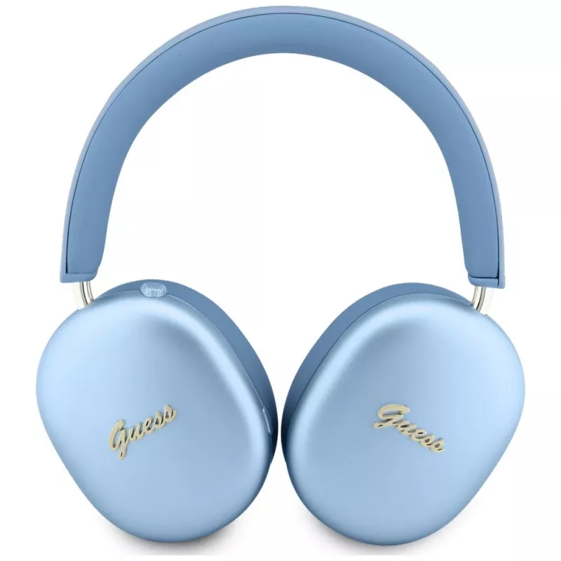 Guess Metallic Effect Metal Script Logo ausinės ant ausų, Bluetooth, ENC, mėlynos spalvos