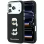 Karl Lagerfeld KF003249 Saffiano with Karl & Choupette Heads Pins & Logo telefono dėklas iPhone 18 Pro / 17 Pro, juodas