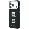 Karl Lagerfeld KF003249 Saffiano with Karl & Choupette Heads Pins & Logo telefono dėklas iPhone 18 Pro / 17 Pro, juodas