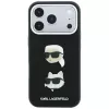 Karl Lagerfeld KF003249 Saffiano with Karl & Choupette Heads Pins & Logo telefono dėklas iPhone 18 Pro / 17 Pro, juodas