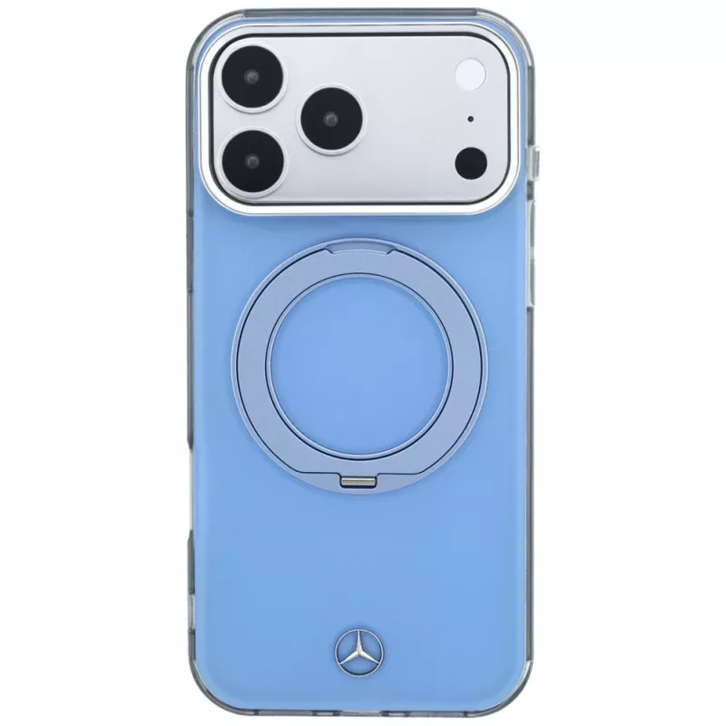 Dėklas Mercedes MagSafe su žiedu-stovu ir Iconic Logo telefonui iPhone 18 Pro Max / 17 Pro Max, mėlynas
