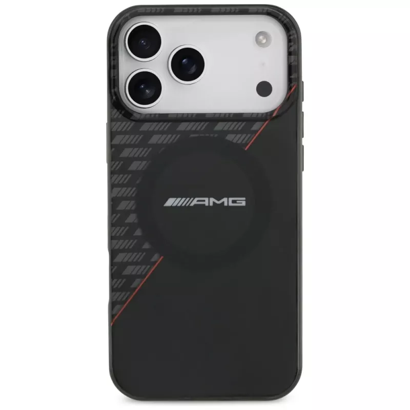 Mercedes AMG00123 AMG IML Double Layer Rhombs MagSafe dėklas telefonui iPhone 18 Pro Max / 17 Pro Max, juodai raudonas