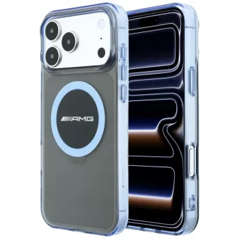 Mercedes AMG00121 AMG IML Transparent Bicolor Block MagSafe dėklas telefonui iPhone 18 Pro Max / 17 Pro Max, juodas/mėlynas