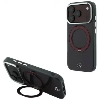 Mercedes Mer008917 Ring Stand Iconic Logo MagSafe dėklas telefonui iPhone 18 Pro / 17 Pro, bordo spalvos