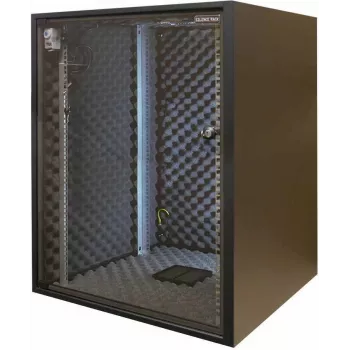 Silence Rack SRO156080B triukšmą slopinanti 19 colių spinta, 15 U, 1 tylus ventiliatorius, 600x800 mm, stiklinės durelės, juoda