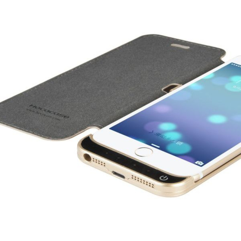 Hoco odinis atverčiamas dėklas su 3000 mAh baterija Apple iPhone 6, auksinės spalvos