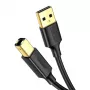 Ugreen US135 USB 2.0 A-B kabelis spausdintuvui, auksuotas, 1 m, juodas