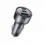Joyroom JR-CCN19 įkroviklis automobiliui, 65 W, 2x USB-C + USB-A, tamsiai pilkos spalvos