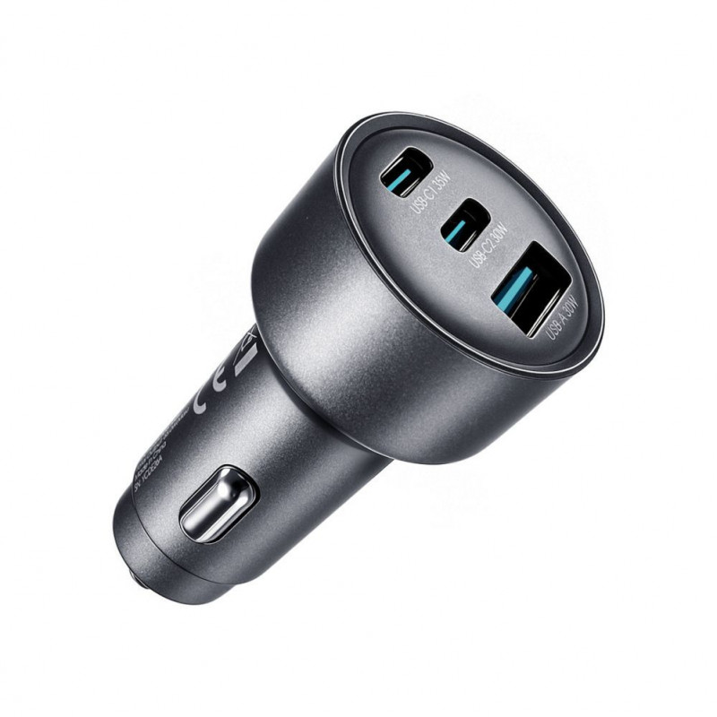 Joyroom JR-CCN19 įkroviklis automobiliui, 65 W, 2x USB-C + USB-A, tamsiai pilkos spalvos