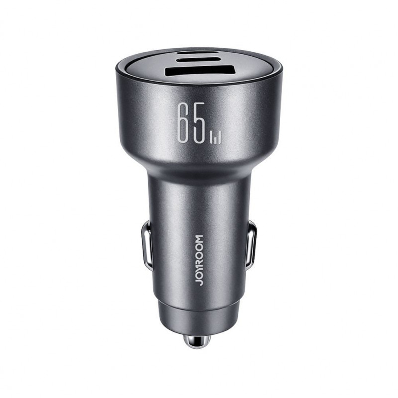 Joyroom JR-CCN19 įkroviklis automobiliui, 65 W, 2x USB-C + USB-A, tamsiai pilkos spalvos