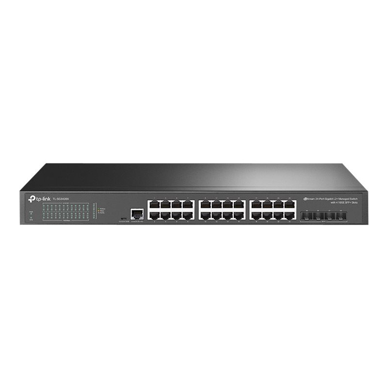 TP-Link SG3428X 24 prievadų 10/100/1000 Mbps valdomas L2+ jungiklis, 4 SFP+ prievadai, montuojamas stove