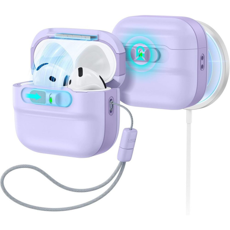 ESR Pulse HaloLock MagSafe ausinių dėklas Apple AirPods 4 / 5, levandų spalvos