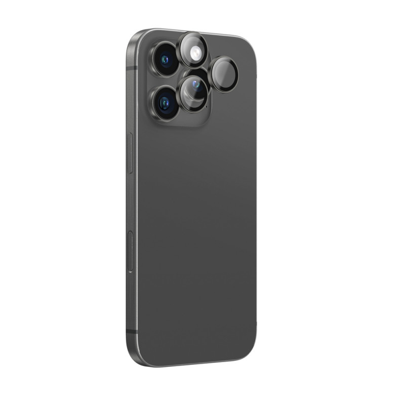 AmazingThing AR Aluminum 3 Lens Glass kameros objektyvų apsauga su rėmeliu iPhone 16 Pro / 16 Pro Max telefonams, juoda