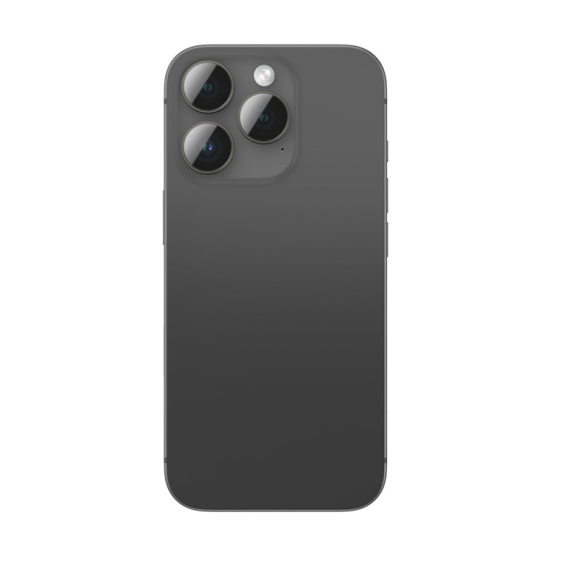 AmazingThing AR Aluminum 3 Lens Glass kameros objektyvų apsauga su rėmeliu iPhone 16 Pro / 16 Pro Max telefonams, juoda