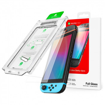 AmazingThing Radix Full Glass apsauginis grūdintas stiklas Nintendo Switch 2 konsolei (2 vnt.)