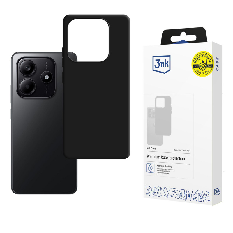 3MK Matt Case telefono dėklas Xiaomi Redmi Note 14 4G, matinis juodas