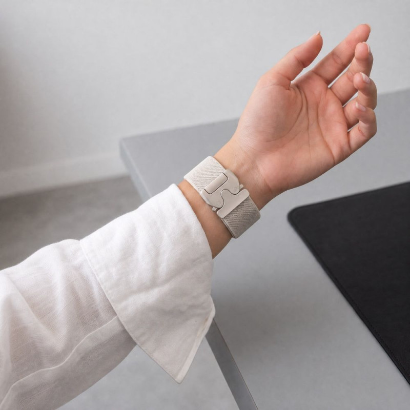 Tech-Protect Nylon Clasp dirželis laikrodžiui Samsung Galaxy Watch 8 / 9 / Classic 40 / 44 / 46 mm, Starlight