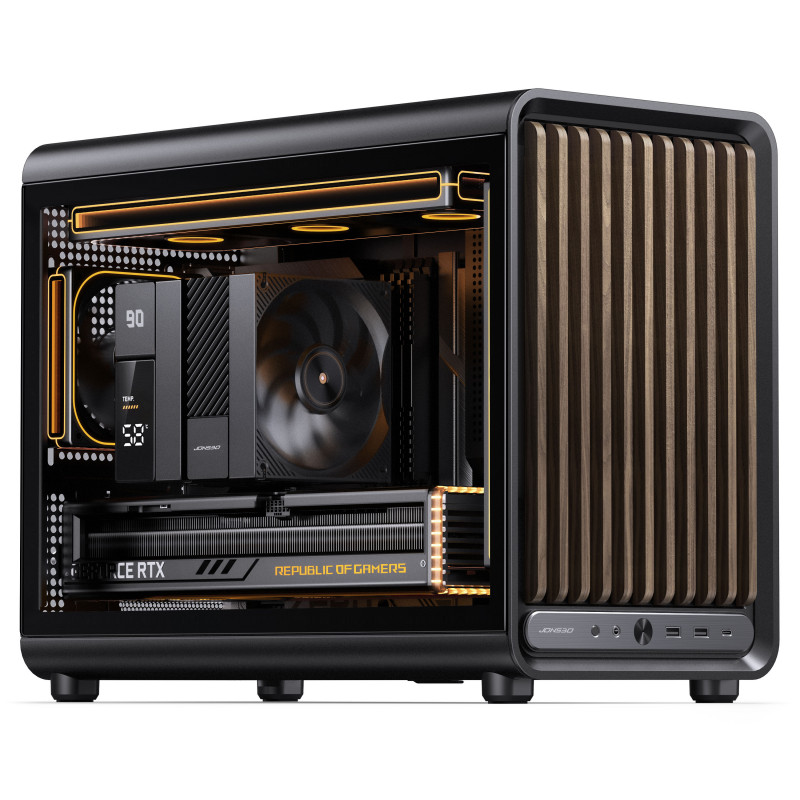 Jonsbo D33 Wood kompiuterio dėžė, Micro-ATX, mATX, grūdintas stiklas, juoda, medis