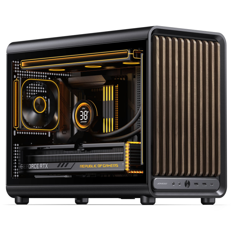 Jonsbo D33 Wood kompiuterio dėžė, Micro-ATX, mATX, grūdintas stiklas, juoda, medis
