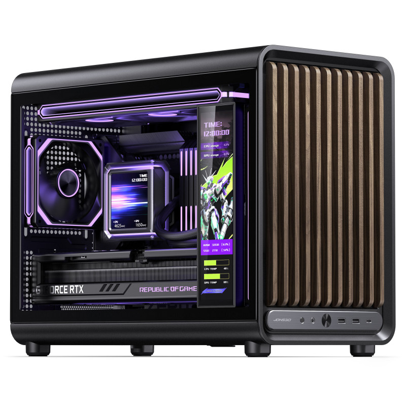 Jonsbo D33 Wood kompiuterio dėžė, Micro-ATX, mATX, grūdintas stiklas, juoda, medis