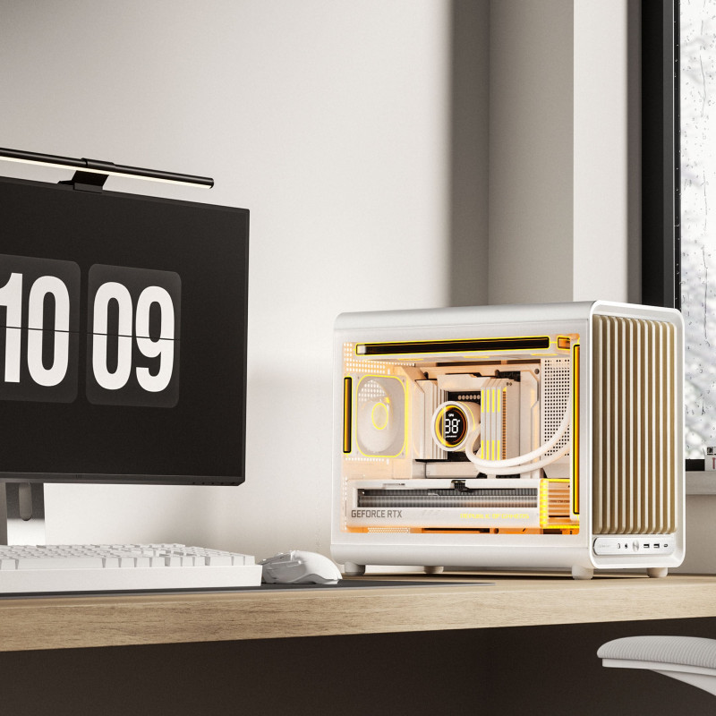 Jonsbo D33 Wood kompiuterio dėžė, nedidelė, mATX, grūdintas stiklas, balta, medis (D33 WD/WHITE)