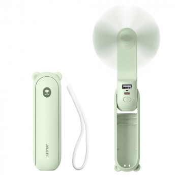 Nešiojamas ventiliatorius Jisulife Life8 Plus (Handheld Fan) su išorinės baterijos funkcija ir žibintuvėliu, 4500 mAh, USB-C, žalias