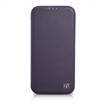 iCarer CE Premium Leather Folio Case odinis magnetinis dėklas su atvartu iPhone 14 Plus, MagSafe, tamsiai violetinis (WMI14220715-DP)