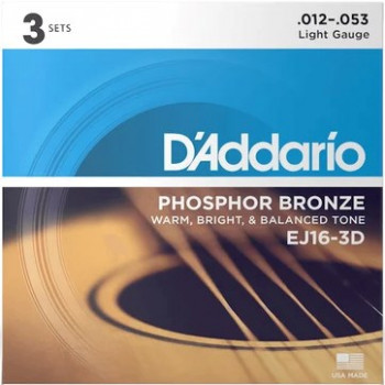 Daddario D'Addario EJ16 akustinės gitaros stygos, 12-53
