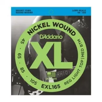 Daddario D'Addario EXL165 basinės gitaros stygų rinkinys, Regular Light 45–105