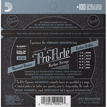 Daddario D'Addario EJ45FF Pro-Arté Carbon gitaros stygos klasikinei gitarai