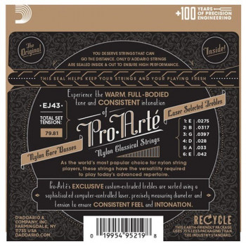 Daddario D'Addario EJ43 Pro-Arté Carbon stygos klasikinei gitarai