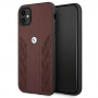 BMW BMHCN61RSPPR Leather Curve Perforate kietasis dėklas telefonui Apple iPhone 11, raudonas
