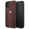 BMW BMHCN61RSPPR Leather Curve Perforate kietasis dėklas telefonui Apple iPhone 11, raudonas