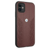 BMW BMHCN61RSPPR Leather Curve Perforate kietasis dėklas telefonui Apple iPhone 11, raudonas