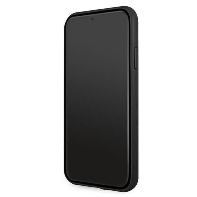 BMW BMHCN61RSPPR Leather Curve Perforate kietasis dėklas telefonui Apple iPhone 11, raudonas