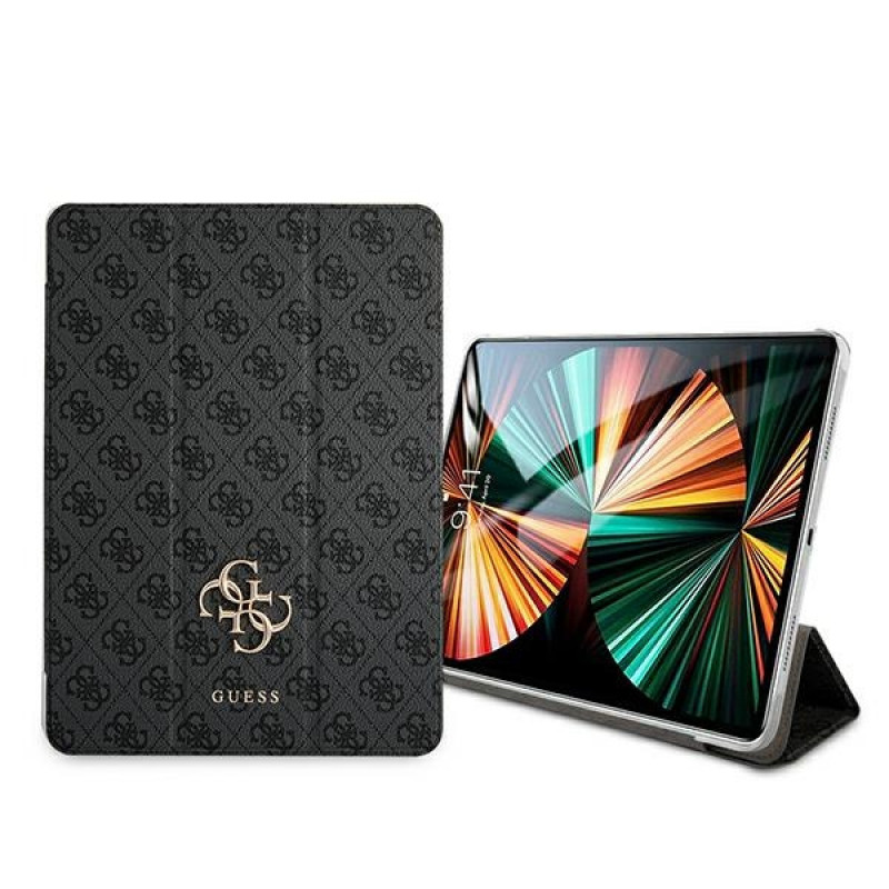 Guess GUIC12G4GFGR 4G Collection knygelės tipo dėklas planšetei Apple iPad Pro 12.9 2021, pilkas