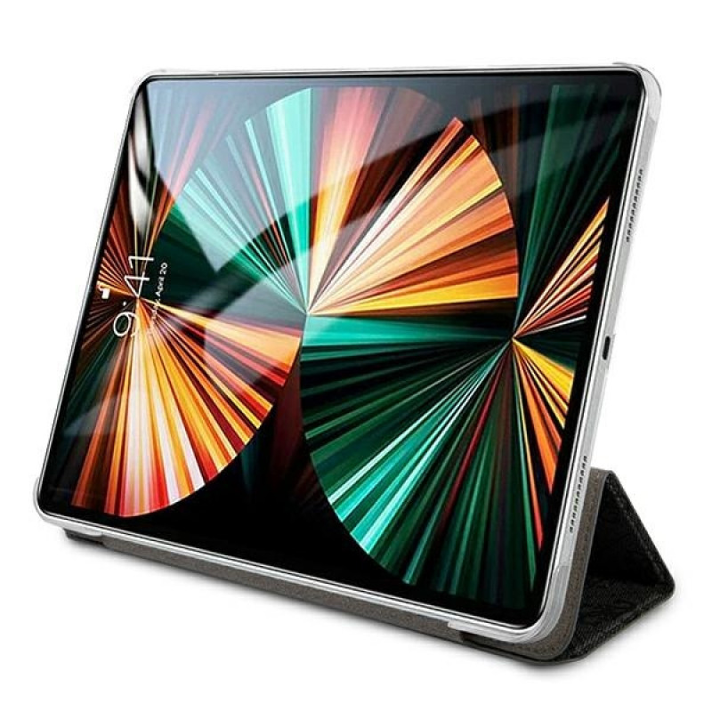 Guess GUIC12G4GFGR 4G Collection knygelės tipo dėklas planšetei Apple iPad Pro 12.9 2021, pilkas