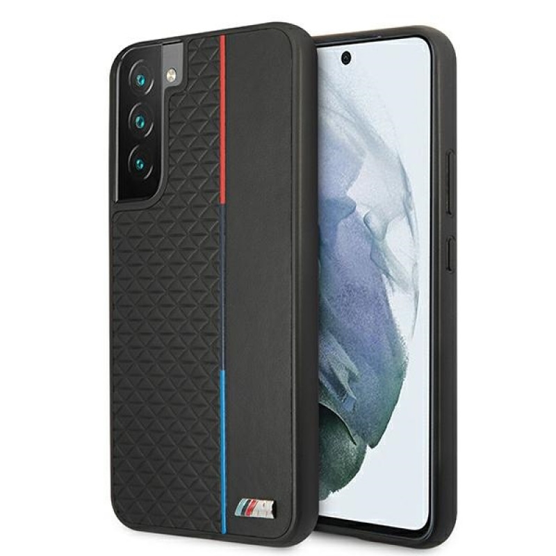 BMW BMHCS22MTRTBK juodas kietasis dėklas Samsung Galaxy S22+, M Collection Triangles