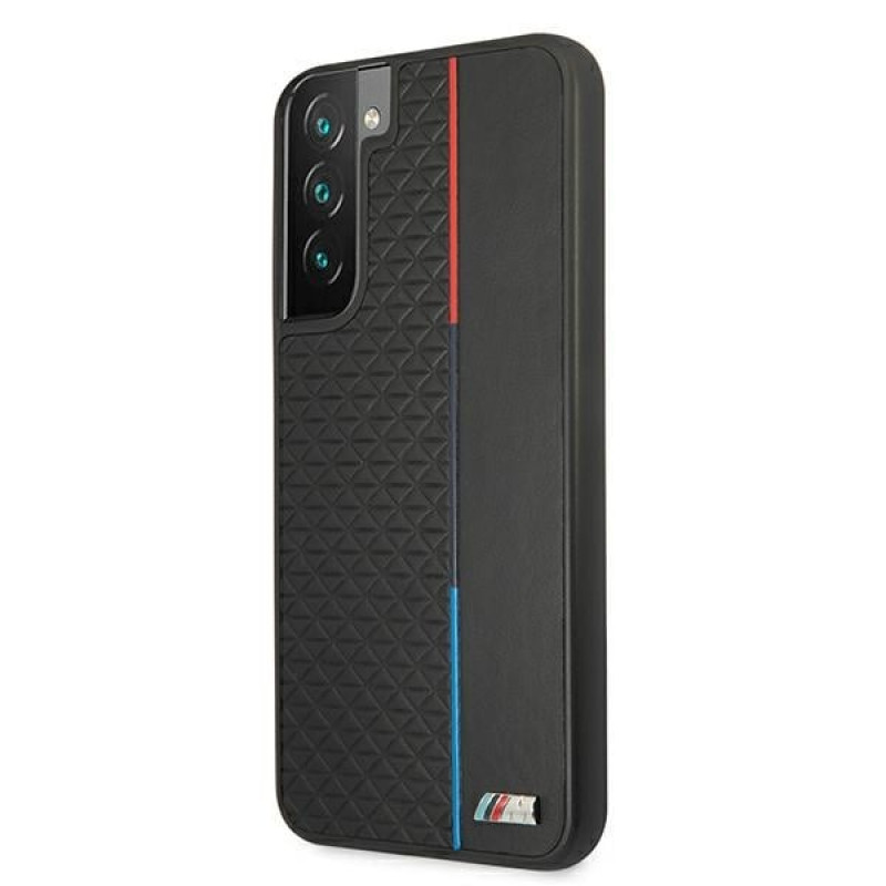 BMW BMHCS22MTRTBK juodas kietasis dėklas Samsung Galaxy S22+, M Collection Triangles