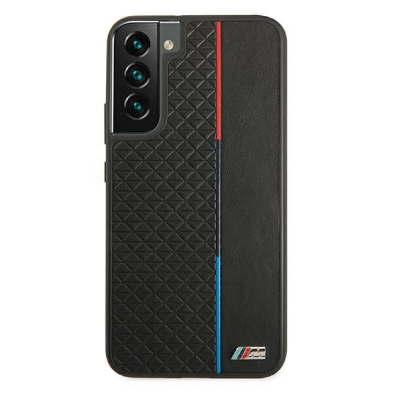 BMW BMHCS22MTRTBK juodas kietasis dėklas Samsung Galaxy S22+, M Collection Triangles