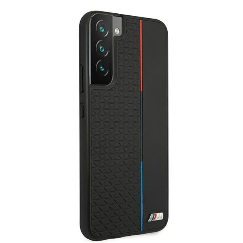 BMW BMHCS22MTRTBK juodas kietasis dėklas Samsung Galaxy S22+, M Collection Triangles